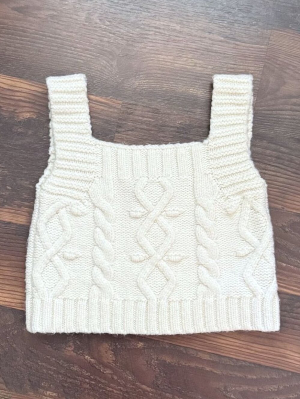 Kendall + Kylie Cable Knit Cropped Tank Top Sweater